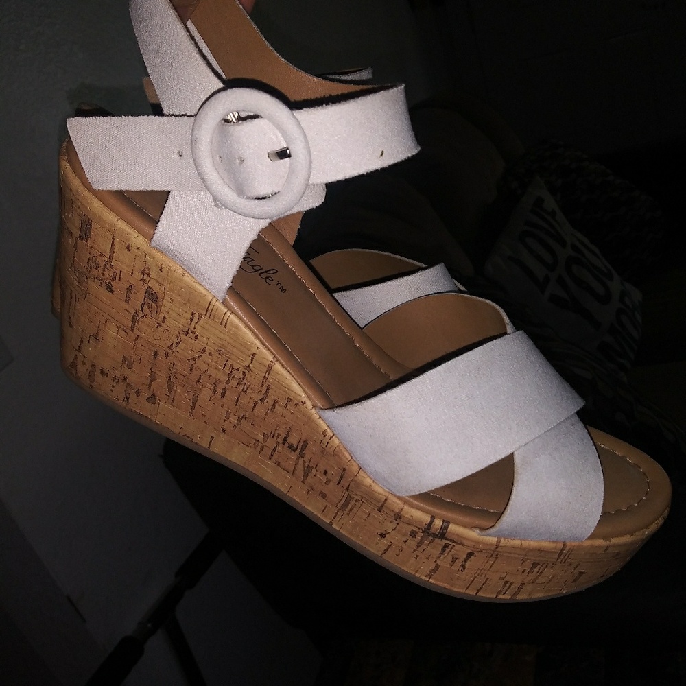 White comfy wedges